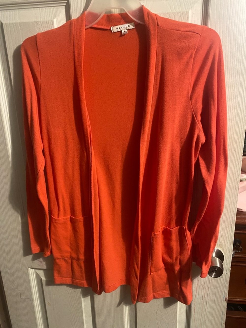 Ellen Tracy Open-Front Orange Women's Cardigan